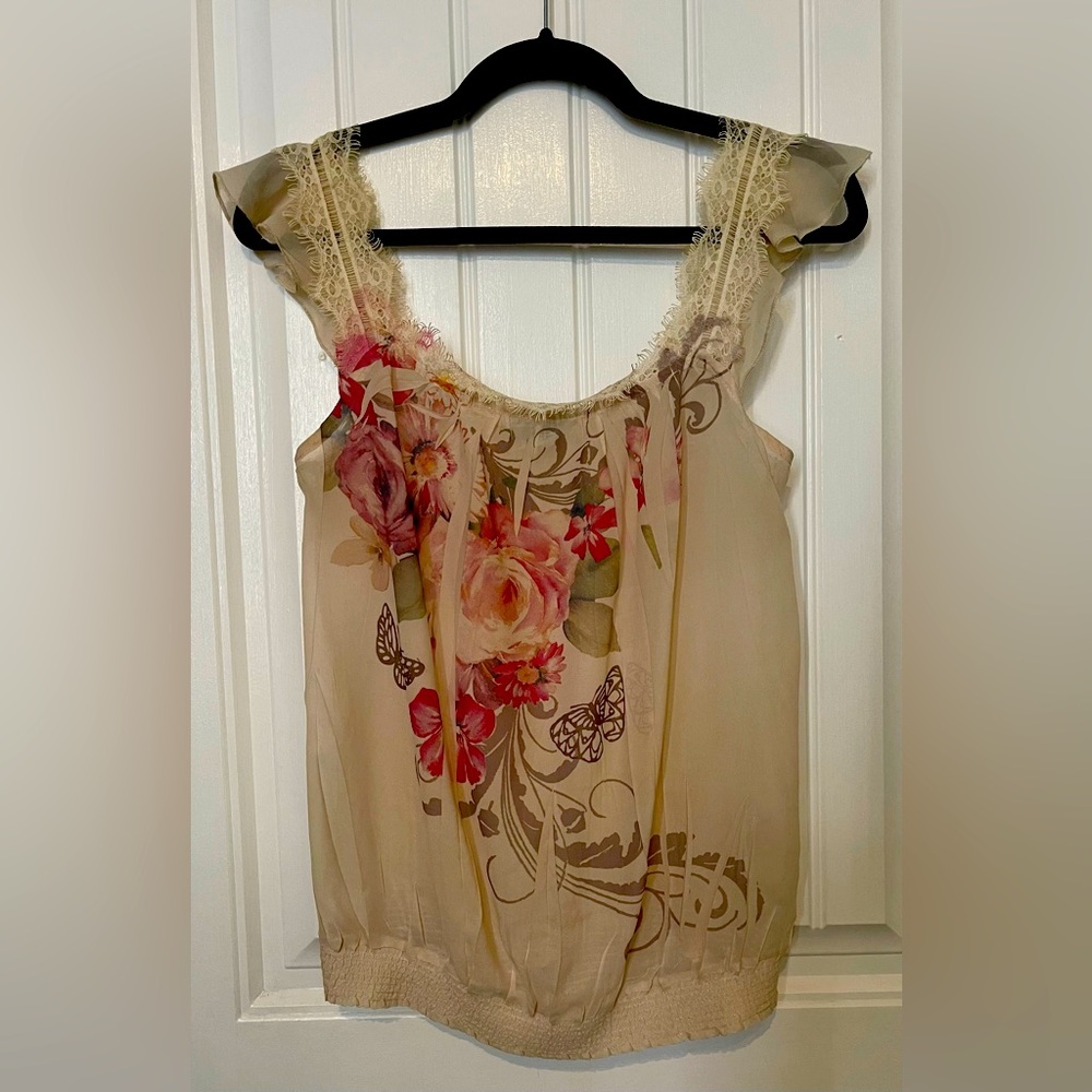 Forever 21 Blouse - Floral Design - Translucent - S/P